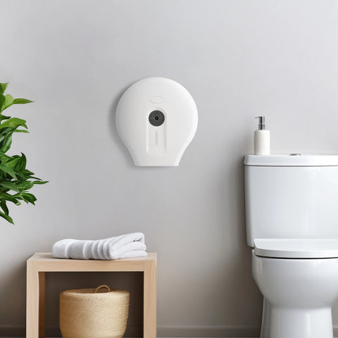 Wall Mount Single 9" Jumbo Toilet Tissue Paper Dispenser - White