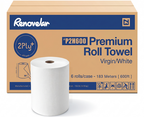 Renovelar™ Premium 2-Ply Hardwound Roll Towels — 6 Rolls × 600 ft White FSC Certified