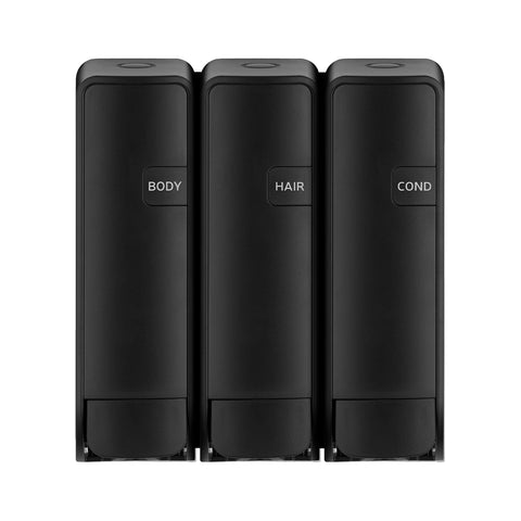 Wall Mount Body/Hair/Conditioner Trio Shower Dispenser - Black