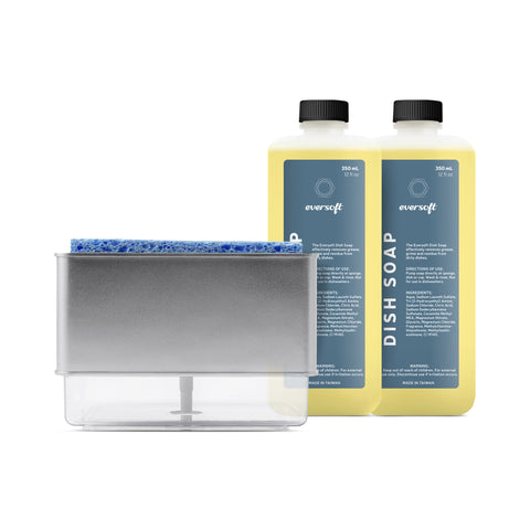Countertop Liquid Dish Soap Dispenser with Sponge Holder Bundle