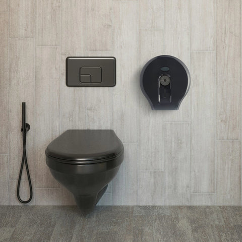 Wall Mount Single 9" Jumbo Toilet Tissue Paper Dispenser - Pearl Black