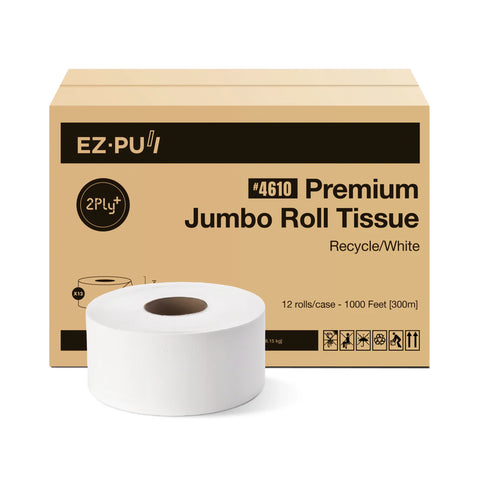 Recycled 2-Ply 9" Jumbo Roll Tissue - 12 x 1000ft