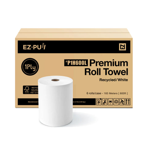 Recycled 1ply Hardwound Hand Towel Roll - 6 x 600ft