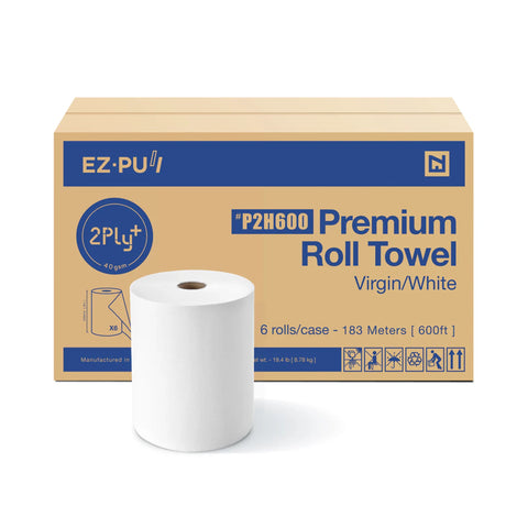 Premium 2ply+ Hardwound Hand Towel Roll - 6 x 600ft
